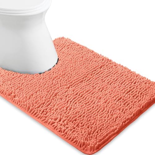 Yeaban Toilet Rugs U-Shape 20"x24", Coral