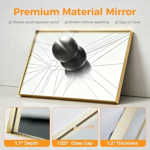 Sweetcrispy Bathroom Mirrors for Over Sink, 30" x 36" Rectangle Wall Mirror