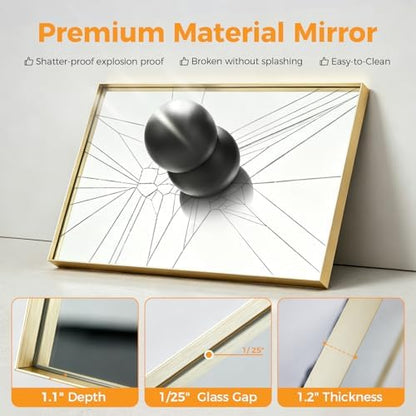 Sweetcrispy Bathroom Mirrors for Over Sink, 30" x 36" Rectangle Wall Mirror
