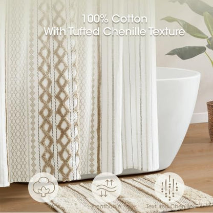INK+IVY Extra Long Cotton Shower Curtain for Bathroom, Neutral, 72 x 84