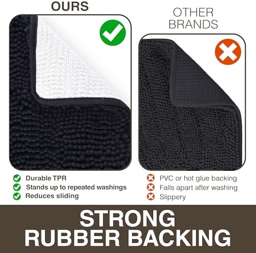 Neater Home Plush Bathroom Rugs 36x24 Thick Chenille Quick Dry Microfiber Absorbent Bath Mat, Soft Bath Rugs, Machine Washable Bathroom Floor Mat for Tub Shower Sink, Home Decor Accessories, Black