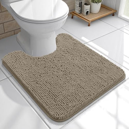 OLANLY Toilet Rugs U-Shaped 20x20, Soft Absorbent Chenille Contour Rugs