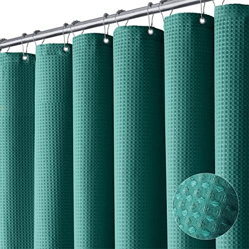 Dynamene Waffle Shower Curtain 256GSM Heavy Duty Fabric 72x72 Seaweed Green