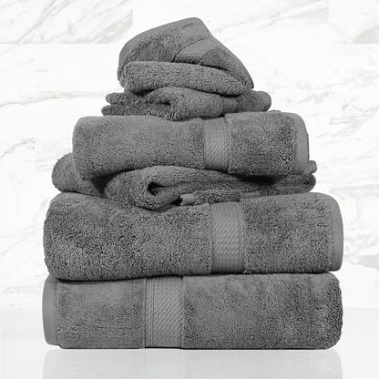 SUPERIOR Egyptian Cotton Ultra Plush & Absorbent, 6 Piece Set, Charcoal