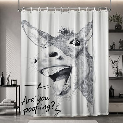 Extra Tall Shower Curtain XL Funny Donkey, 70 x 84 Inchs