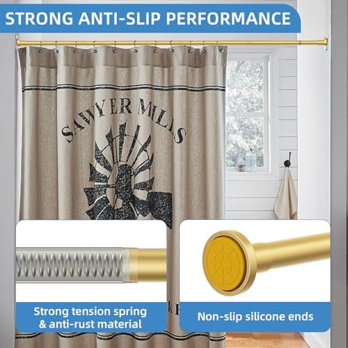 CorkLatta Gold Adjustable Shower Curtain Rod 32 to 80 inch with 2 Holders