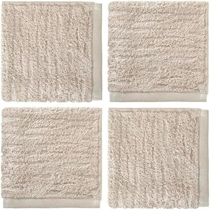 SKL Home CloudSoft Washcloth Set, 4-Piece, 100% Cotton Luxury, Oatmeal