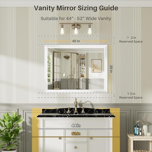 Briivue Bathroom Wall Mirror, White Metal Frame, 40x30 Inch