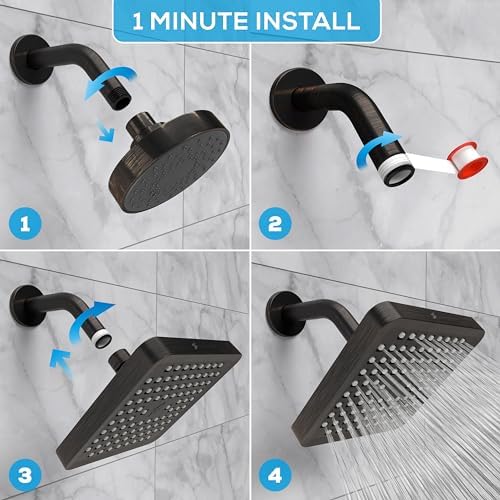 SparkPod Rain Shower Head, 6 Inch Square, Vintage Oil-Rubbed Bronze Finish