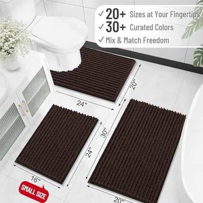 OLANLY Bathroom Runner Rugs 47x20, Thick Soft Absorbent Chenille Bath Rugs