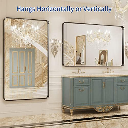 WEER Black Bathroom Vanity Mirror 50X30 Inch