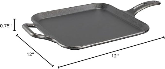 Lodge BOLD 12 Inch Seasoned Cast Iron Square Griddle, Design-Forward Cookware