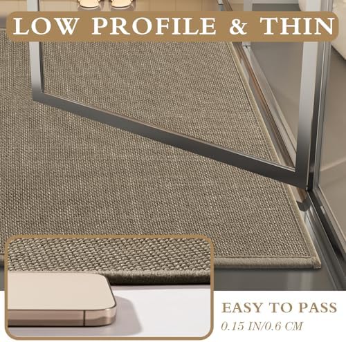 YIHOUSE Bathroom Rugs Thin Bath Mat Sets 4 Pieces Quick Dry,Brown