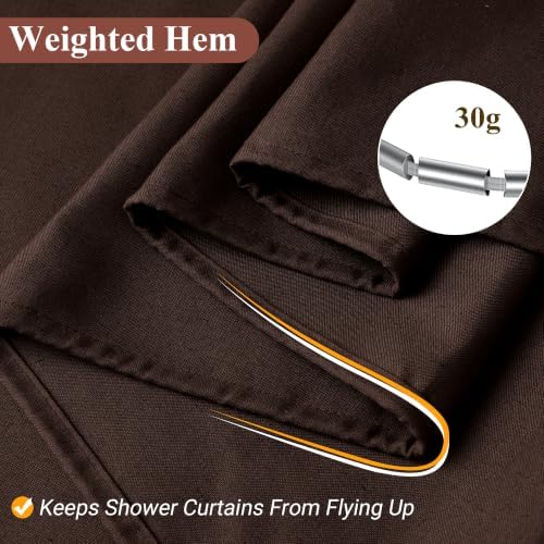 Naturoom Linen Shower Curtain 96 Inch Long for Bathroom Coffee Brown