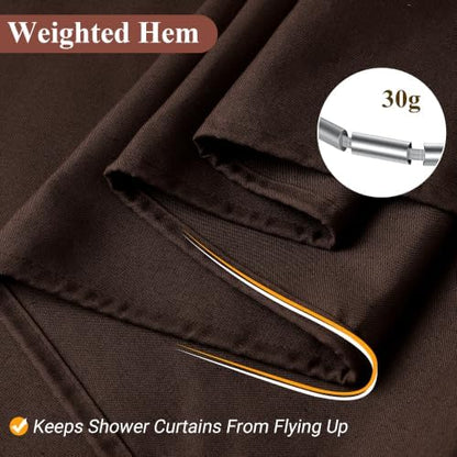 Naturoom Linen Shower Curtain 96 Inch Long for Bathroom Coffee Brown
