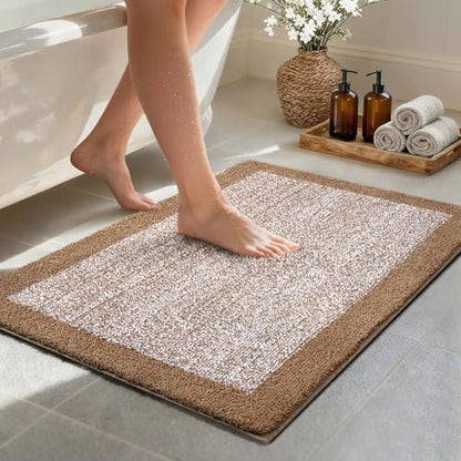 Bathroom Rugs 30x20 Non Slip Washable, Soft Absorbent Bath Mat Coffee