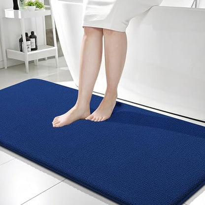 OLANLY Memory Foam Bathroom Runner Rug 59x24, Absorbent Long Bath Mat, Navy