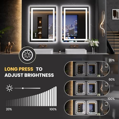 LOAAO 23.6"x31.5" LED Bathroom Mirror with Lights, UL Listed