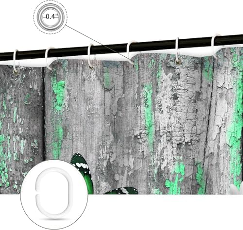 Cow Shower Curtain, Farmhouse Rustic Floral Funny Highland Cow Shower Curtains for Bathroom, Western Cute Daisy Flowers and Butterfly on Country Wooden Farm Animal Bathroom Decor with Hooks 70X75in