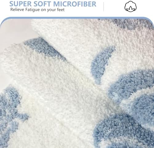 APROPHIC Blue Pumpkin Bath Mats, Fall Bathroom Decor, Non-Slip Microfiber Bath Rugs, Autumn Thanksgving Bathroom Rug for Shower, Tub, Sink, Decor, Machine Washable, 20x30 inch
