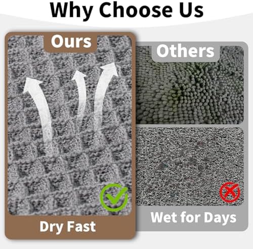 Waffle Bath Mat, Boho Bathroom Rugs Non Slip Washable, 24" x 48"
