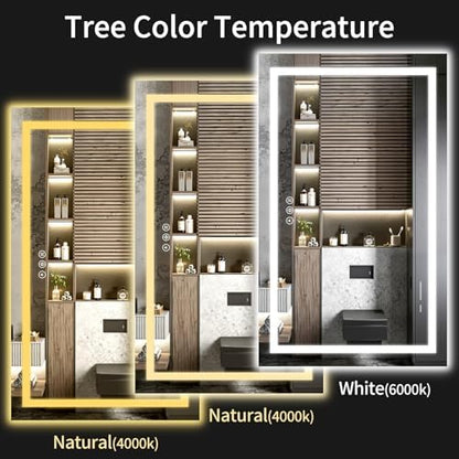 30"x60" LED Bathroom Mirror with Lights, Dimmable, Anti-Fog, Lighted Bathroom Vanity Mirror for Wall, Backlit + Front Lit, Memory Function, Shatter-Proof, Tempered Glass