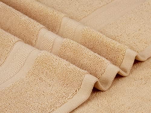Towel and Linen Mart 4 Pieces Bath Towel Sets - Beige - Soft Feel Luxurious,Quick Dry, Extra Absorbent, 100% Ring Spun Cotton 600 GSM (27 x 54)