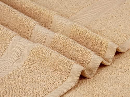 Towel and Linen Mart 4 Pieces Bath Towel Sets - Beige - Soft Feel Luxurious,Quick Dry, Extra Absorbent, 100% Ring Spun Cotton 600 GSM (27 x 54)