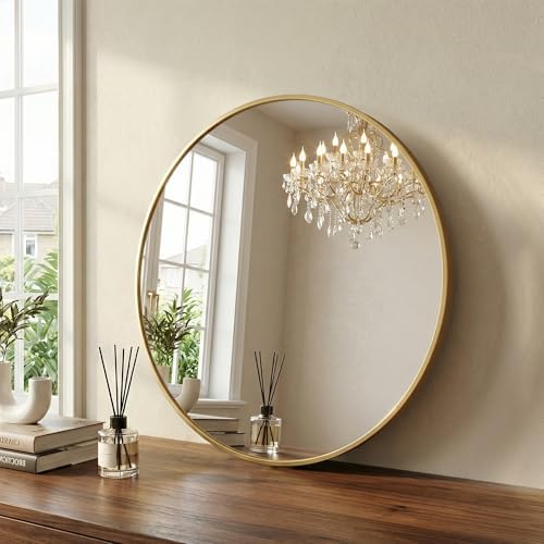 Sweetcrispy Round Bathroom Wall Mirror, Vanity Mirror, 30 Inch