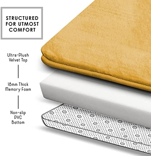 Clara Clark Bathroom Rugs, Velvet Memory Foam Bath Mat, Non-Slip, Machine Washable Bath Rugs - Dries Quickly, Ultra Soft Plush Bath Mats for Bathroom, 17 x 24, Camel Gold