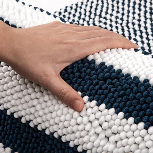 BSICPRO Bathroom Rugs, 20x32 Chenille Bath Mats, Navy Blue