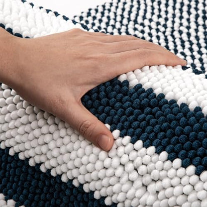 BSICPRO Bathroom Rugs, 20x32 Chenille Bath Mats, Navy Blue