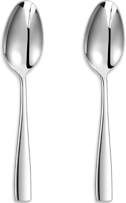 KEAWELL Premium Louis Table Utensils, 18/10 Stainless Steel, Squared Edge, Mirror Finish, Dishwasher Safe (Serving Spoons, Set of 2)