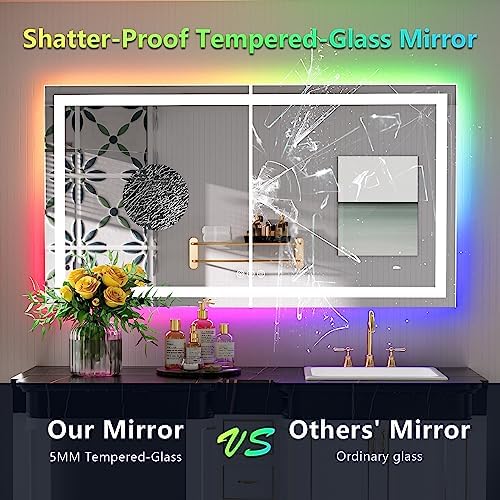 55x30 LED Bathroom Mirror with Lights, RGB Backlit Lighted Mirror