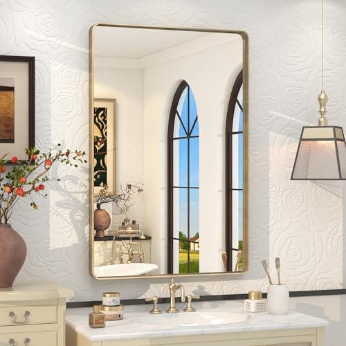 24x36 Inch Gold Framed Bathroom Mirror for Wall