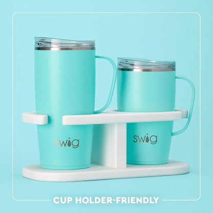 Swig Life 22oz Travel Mug, Insulated Tumbler with Handle and Lid, Travel Coffee Mug, Cup Holder Friendly, Stainless Steel 22 oz Tumbler, Reusable Insulated with Lid (Funky Chicken)