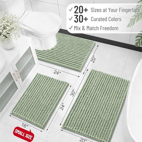 OLANLY Large Bathroom Rugs 59x35, Thick Soft Absorbent Chenille Bath Rugs