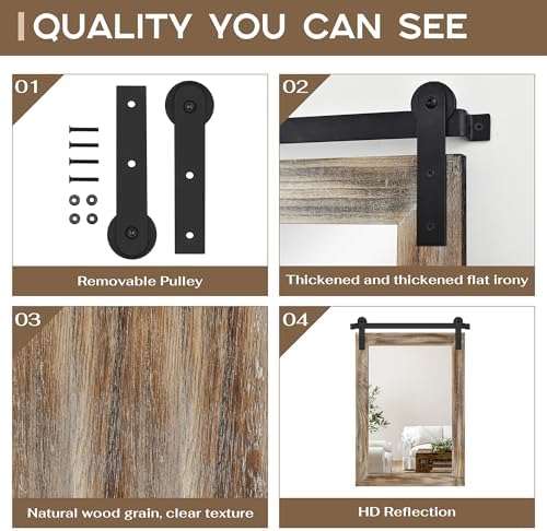 COGOOD Farmhouse Bathroom Mirrors for Over Sink - 30 x 22 Striped Brown