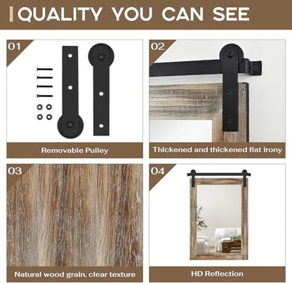 COGOOD Farmhouse Bathroom Mirrors for Over Sink - 30 x 22 Striped Brown