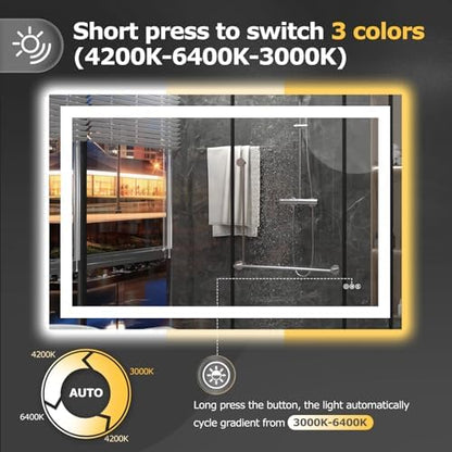 Hivone 48"X32" LED Bathroom Mirror with Lights, UL Listed
