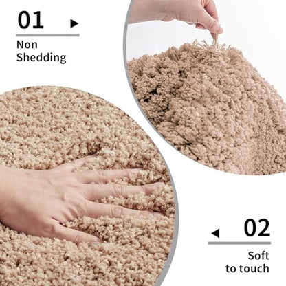 Disolla Beige Bathroom Rug 17x24 - Non-Slip Plush Small Bath Mat, Highly Absorbent & Ultra Soft Fluffy Floor Mat, Machine Washable for Shower and Tub