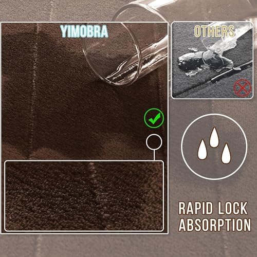 Yimobra Bathroom Runner 60"x24", Non Slip Memory Foam Bath Mat, Super Soft Water Absorbent Hallway Carpet, Machine Washable Rug for Vanity Tub Shower, Brown