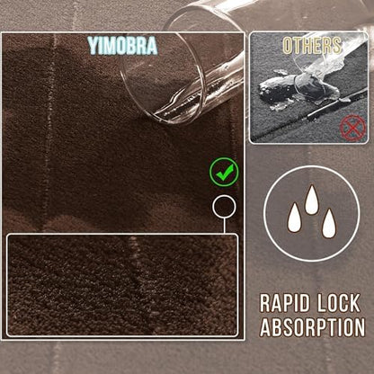 Yimobra Bathroom Runner 60"x24", Non Slip Memory Foam Bath Mat, Super Soft Water Absorbent Hallway Carpet, Machine Washable Rug for Vanity Tub Shower, Brown