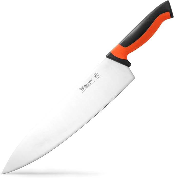 12-Inch Chef Knife, NSF Certified Razor-Sharp High Carbon Stainless Steel Blade – Ergonomic Color Coded Handle, Non-Slip Grip Kitchen Knife, DT-10 Series, Orange