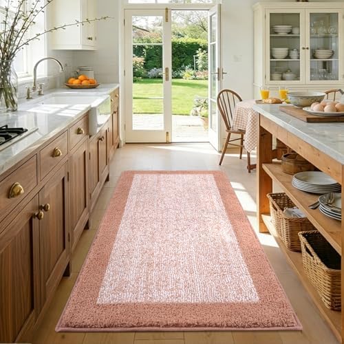 48x32 Large Bathroom Rugs Non Slip Washable, Soft Absorbent Bath Mat Pink