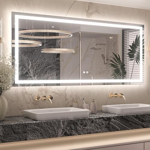Keonjinn 60x28 Inch LED Bathroom Mirror with Lights, Stepless Dimmable