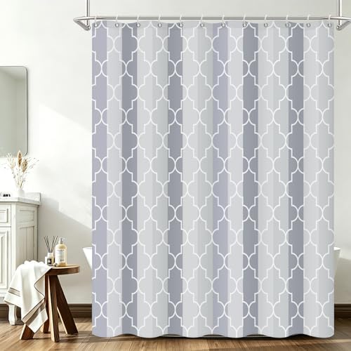 Modern Geometric Grey Shower Curtain, 72" W x 96" L