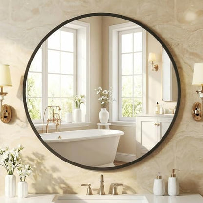 NEWBULIG 30 Inch Round Wall Mirror, Bathroom Mirrors for Over Sink