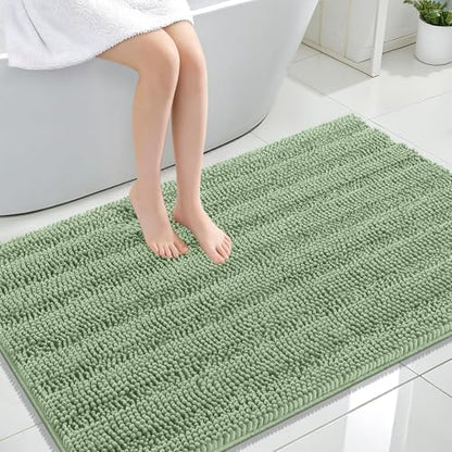 OLANLY Thick Large Bathroom Rugs 47x32, Chenille Bath Rugs, Sage Green