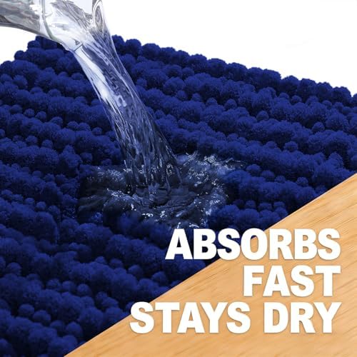 OLANLY Large Bathroom Rugs 59x35, Thick Soft Absorbent Chenille Bath Rugs
